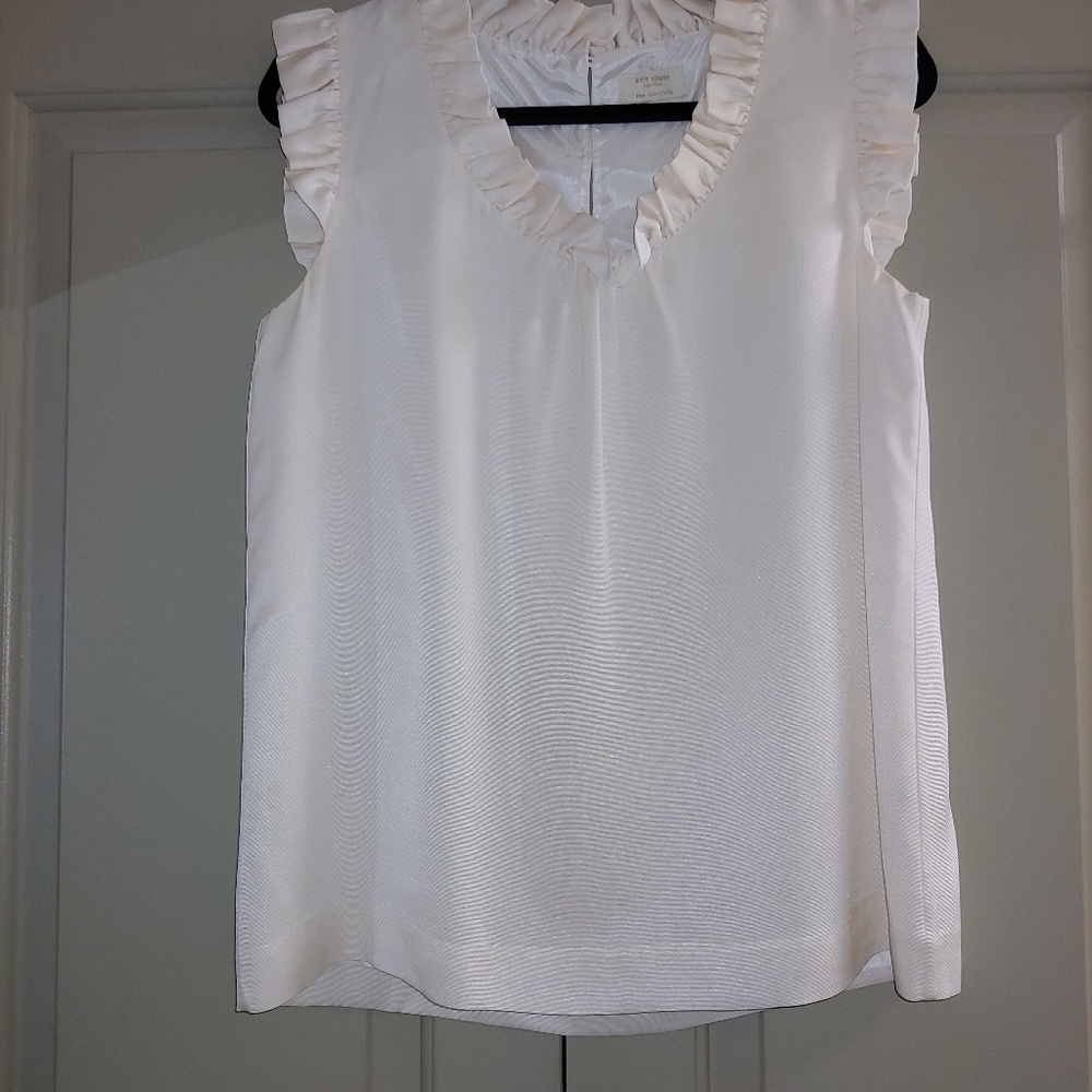 Kate Spade Ivory/Cream Silk Sleeveless Blouse - L